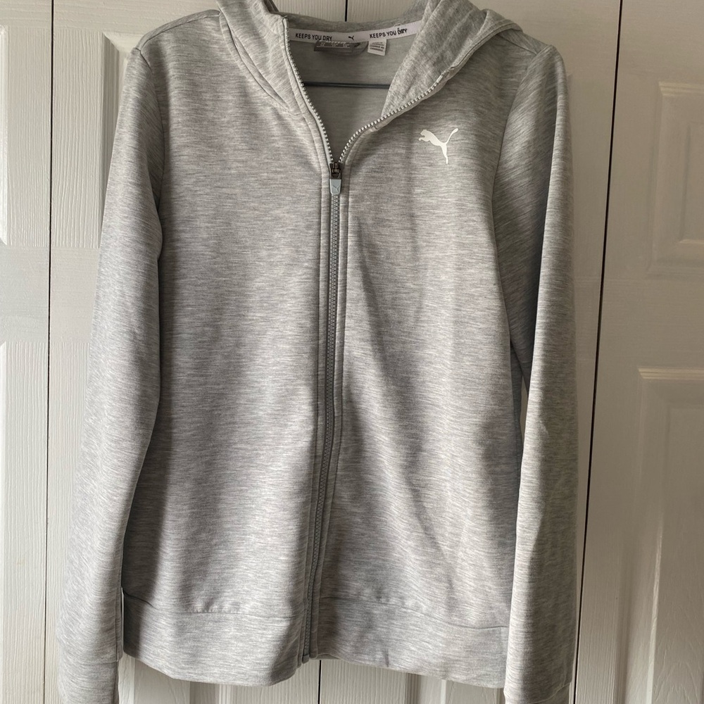 Puma Light Gray Full-Zip Hoodie